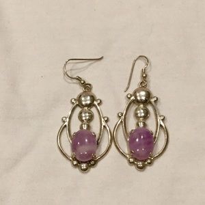 Amethyst and sterling silver drop earrings